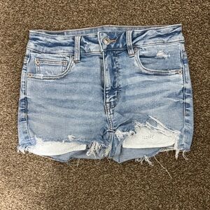 American Eagle Outfitters Light Blue Distressed Denim Shorts